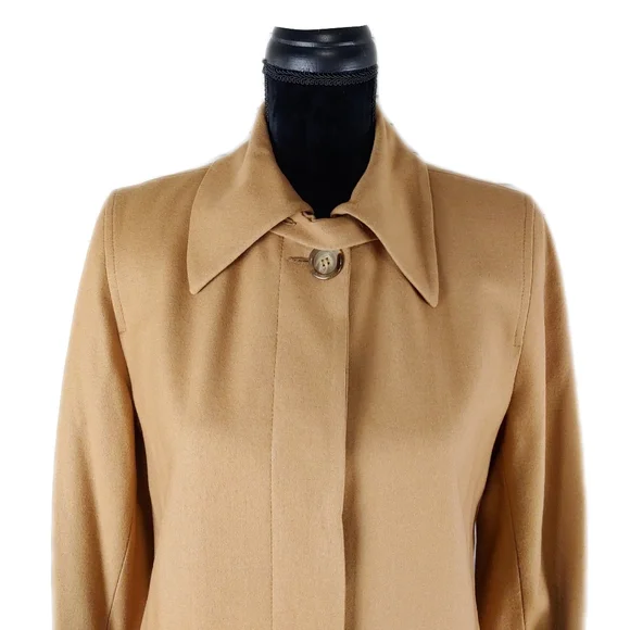 Herve Bernard by Bernard Holtzman Camel Wool Blend Trench Coat - Picture 3 of 10